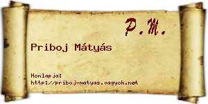 Priboj Mátyás névjegykártya